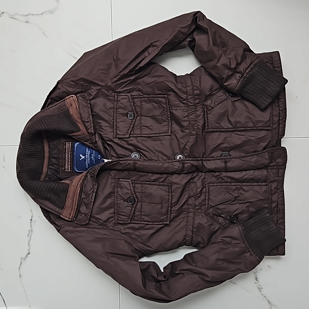 AMERICAN EAGLE WOMENS LIGHTWEIGHT PUFFER JACKET SIZE SMALL CHOCOLATE BROWN